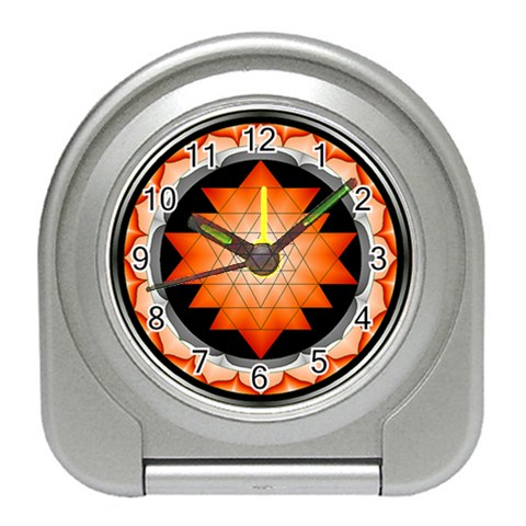 Orange_Sri_Yantra Travel Alarm Clock from ArtsNow.com Front