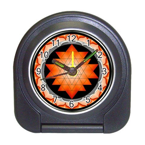 Orange_Sri_Yantra Travel Alarm Clock from ArtsNow.com Front