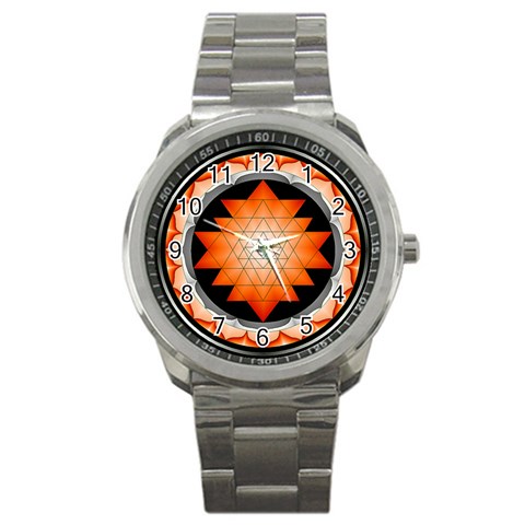 Orange_Sri_Yantra Sport Metal Watch from ArtsNow.com Front