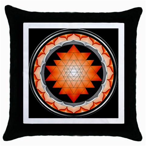 Orange_Sri_Yantra Throw Pillow Case (Black) from ArtsNow.com Front