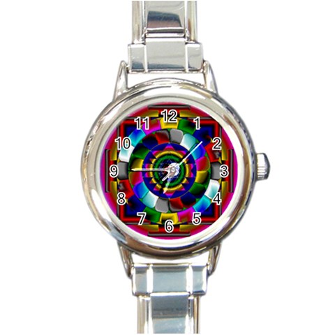 Sri Yantra Round Italian Charm Watch from ArtsNow.com Front