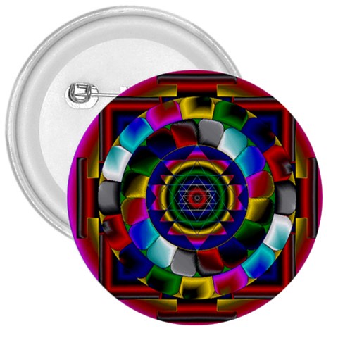 Sri Yantra 3  Button from ArtsNow.com Front