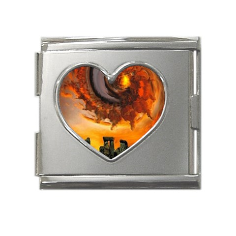  Stonehenge Sunset  Mega Link Heart Italian Charm (18mm) from ArtsNow.com Front