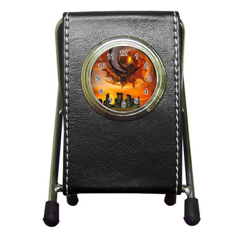  Stonehenge Sunset  Pen Holder Desk Clock from ArtsNow.com Front