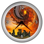  Stonehenge Sunset  Wall Clock (Silver)