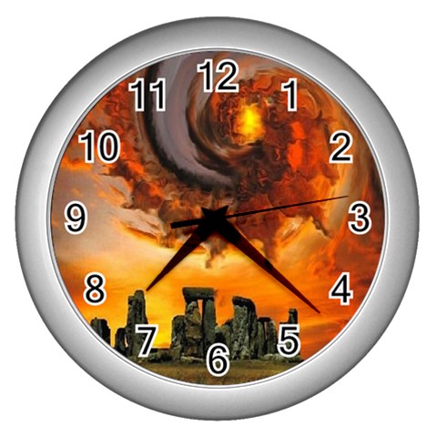  Stonehenge Sunset  Wall Clock (Silver) from ArtsNow.com Front