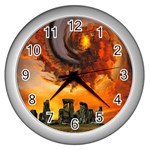  Stonehenge Sunset  Wall Clock (Silver)