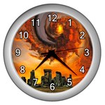  Stonehenge Sunset  Wall Clock (Silver)