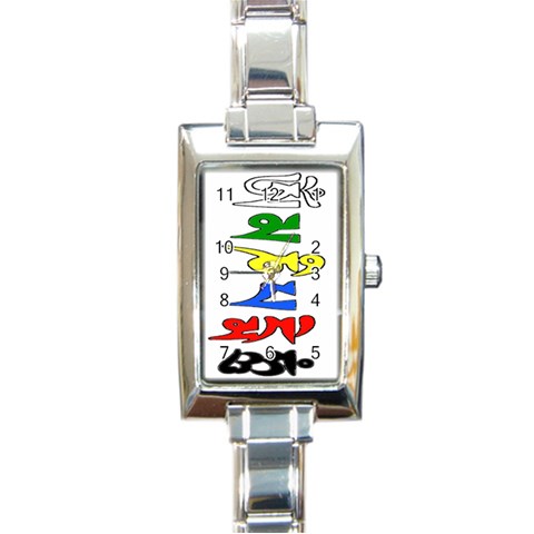 OMPH Text Rectangular Italian Charm Watch from ArtsNow.com Front