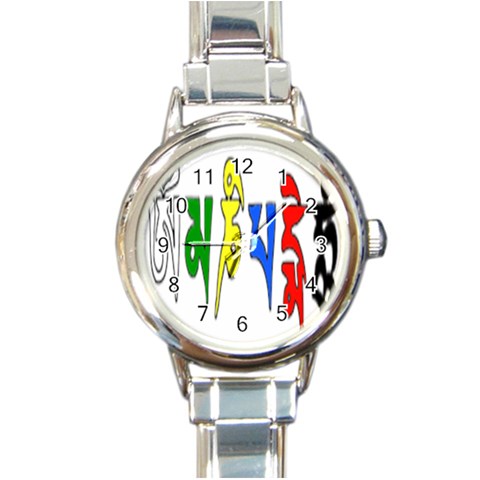 OMPH Text Round Italian Charm Watch from ArtsNow.com Front