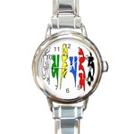 OMPH Text Round Italian Charm Watch