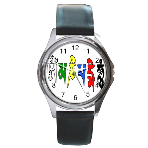 OMPH Text Round Metal Watch from ArtsNow.com Front