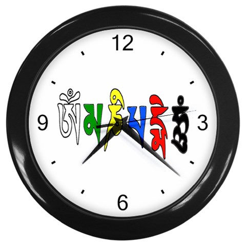 OMPH text Wall Clock (Black with 4 black numbers) from ArtsNow.com Front