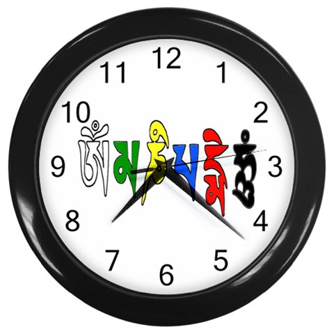 OMPH text  Wall Clock (Black with 12 black numbers) from ArtsNow.com Front