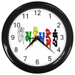 OMPH text  Wall Clock (Black with 12 black numbers)