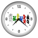 OMPH text  Wall Clock (Silver with 4 white numbers)