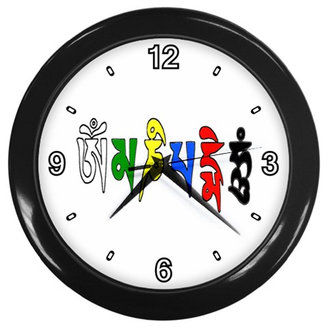 OMPH text  Wall Clock (Black with 4 white numbers) from ArtsNow.com Front