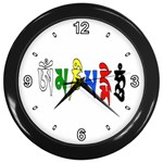 OMPH text  Wall Clock (Black with 4 white numbers)