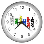 OMPH text  Wall Clock (Silver with 12 black numbers)