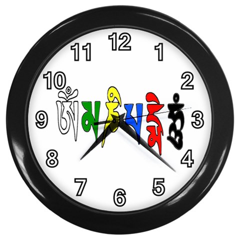 OMPH text  Wall Clock (Black with 12 white numbers) from ArtsNow.com Front