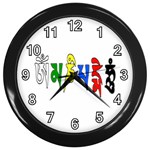 OMPH text  Wall Clock (Black with 12 white numbers)