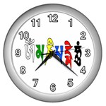 OMPH text  Wall Clock (Silver with 12 white numbers)