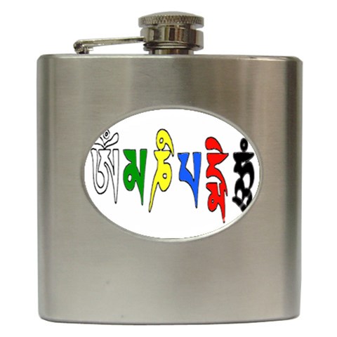 OMPH Text Hip Flask (6 oz) from ArtsNow.com Front