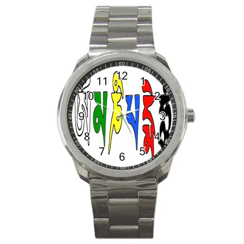 OMPH Text Sport Metal Watch from ArtsNow.com Front