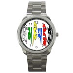 OMPH Text Sport Metal Watch