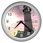 3d-lighthouse-wallpaper-02 Wall Clock (Silver)