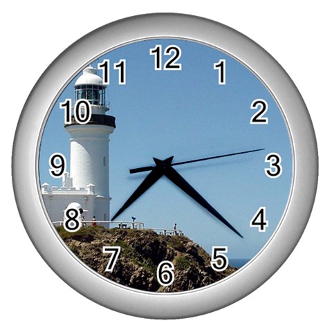 lighthouse1280_960 Wall Clock (Silver) from ArtsNow.com Front