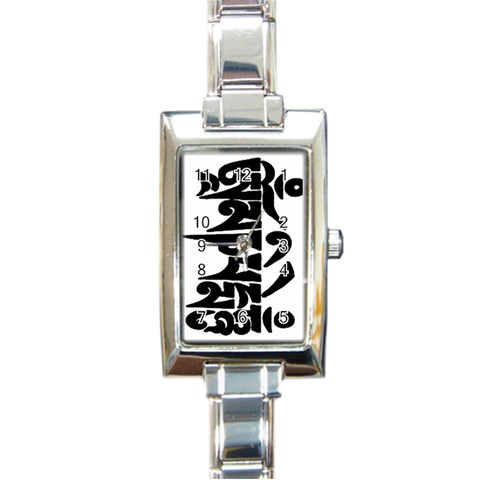 OMPH Text Rectangular Italian Charm Watch from ArtsNow.com Front