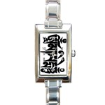 OMPH Text Rectangular Italian Charm Watch