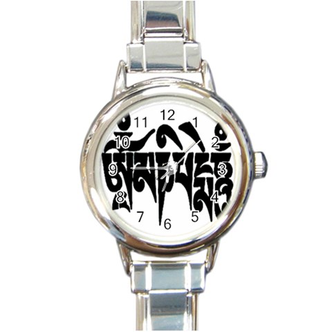 OMPH Text Round Italian Charm Watch from ArtsNow.com Front