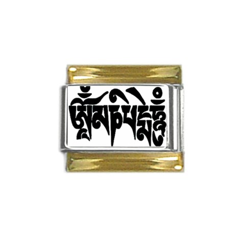 OMPH Text Gold Trim Italian Charm (9mm) from ArtsNow.com Front