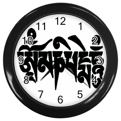 OMPH text  Wall Clock (Black with 12 black numbers) from ArtsNow.com Front