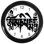 OMPH text  Wall Clock (Black with 12 black numbers)