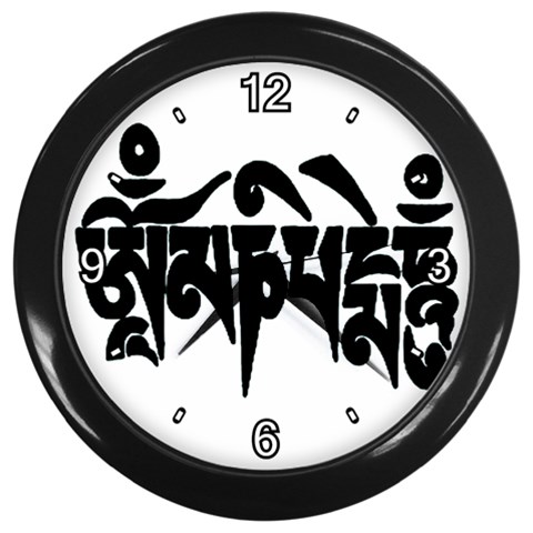 OMPH text  Wall Clock (Black with 4 white numbers) from ArtsNow.com Front