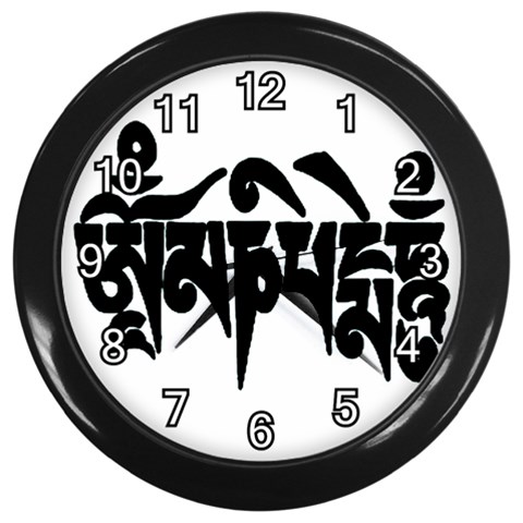 OMPH text  Wall Clock (Black with 12 white numbers) from ArtsNow.com Front