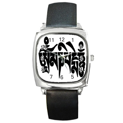 OMPH Text Square Metal Watch from ArtsNow.com Front