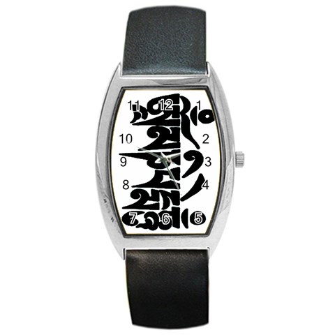 OMPH Text Barrel Style Metal Watch from ArtsNow.com Front