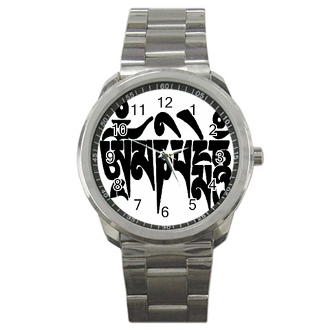 OMPH Text Sport Metal Watch from ArtsNow.com Front