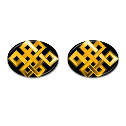 Endless Knot  gold Cufflinks (Oval) from ArtsNow.com Front(Pair)