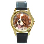 cavalier king charles spanial Round Gold Metal Watch