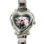 English Bulldog Heart Italian Charm Watch