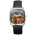 French Poodles Square Metal Watch