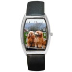 French Poodles Barrel Style Metal Watch