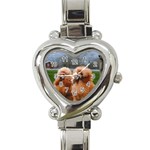 French Poodles Heart Italian Charm Watch