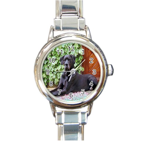 Great Dane Round Italian Charm Watch from ArtsNow.com Front