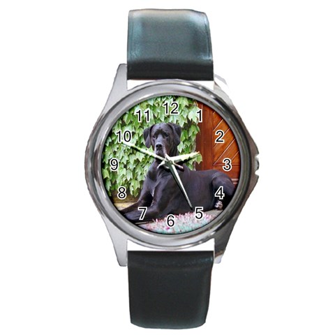 Great Dane Round Metal Watch from ArtsNow.com Front